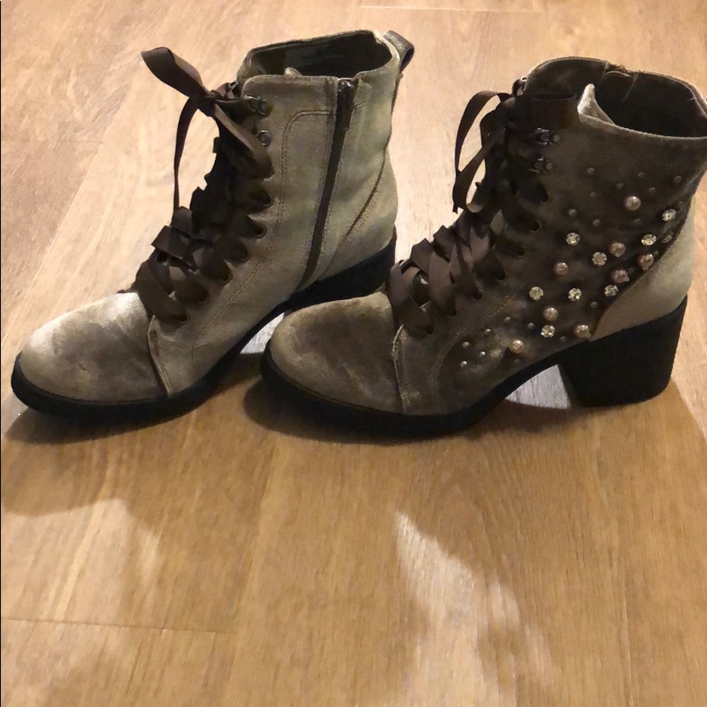 Brown velvet boots
